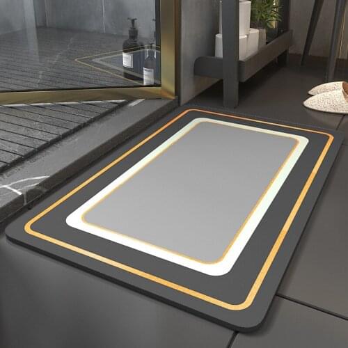PVC Waterproof Kitchen Mat Thicken PU Leather Oilproof Kitchen Carpet Anti Slip Floor Mat for Living Room Bedroom Hallway Grey