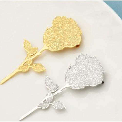 Wuli&baby Stainless Steel Rose Flower Brooches For Women Unisex 2-color Love Flower Casual Party Brooch Pin Gifts