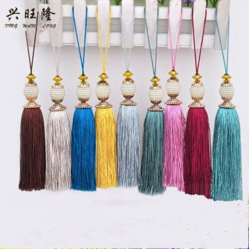 XWL 8Pcs/Lot Pearl Beads Curtain Small Cord Tassel Fringe Curtain Accessories DIY Sofa Tablecloth Valance Key Tassel For Sewing