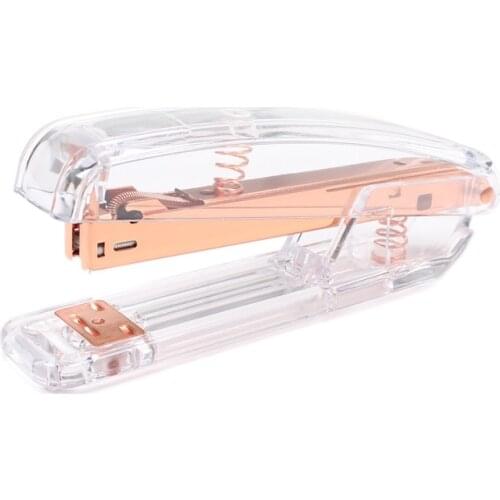 1pcRose Gold Stapler Edition Metal Manual Staplers Metal Practical 24/6 26/6 School Binding Stationery Office Supplies