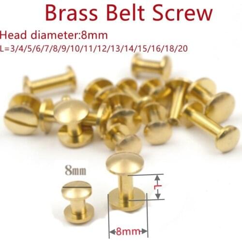 20Pcs 8*4*L Round Solid Arc Brass Screw Rivets DIY Luggage Leather Stud Screw Nail Belt Screw Buckles Album chicago screw