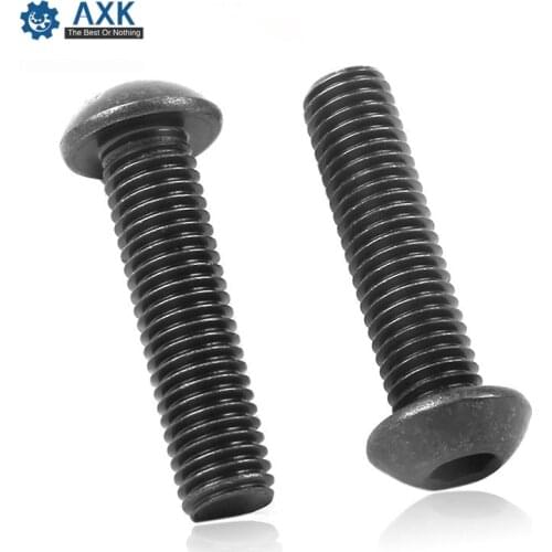 10/50Pcs M2 M2.5 M3 M4 ISO7380 10.9 Level Black Hexagon Socket Button Head Screw Furniture Mushroom Cap Hex Bolts