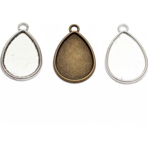 10pcs cameo Water Dorp cabochon 18X25mm base pendant tray Glass Cabochon Base Setting DIY Jewelry Making Findings Components B