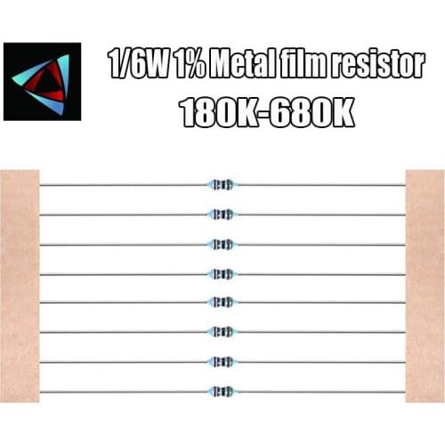 100pcs 1/6W 1% Metal film resistor 180K 200K 220K 240K 270K 300K 330K 360K 390K 430K 470K 510K 560K 620K 680K ohm