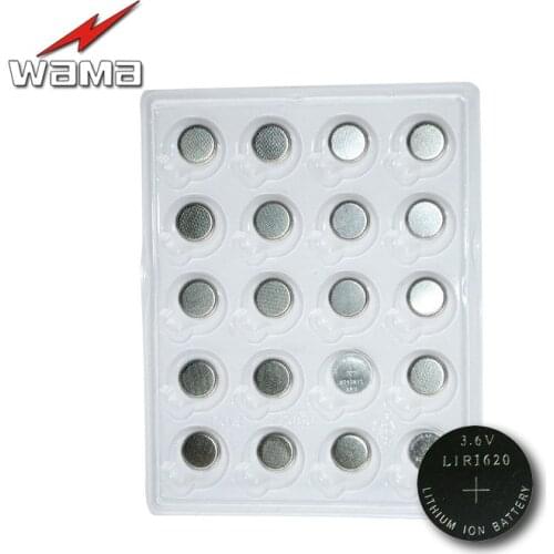 20x Wama LIR1620 3.6V Rechargeable Li-ion Button Cell Coin Batteries Supports Welding feet Replace CR1620 Watch Battery