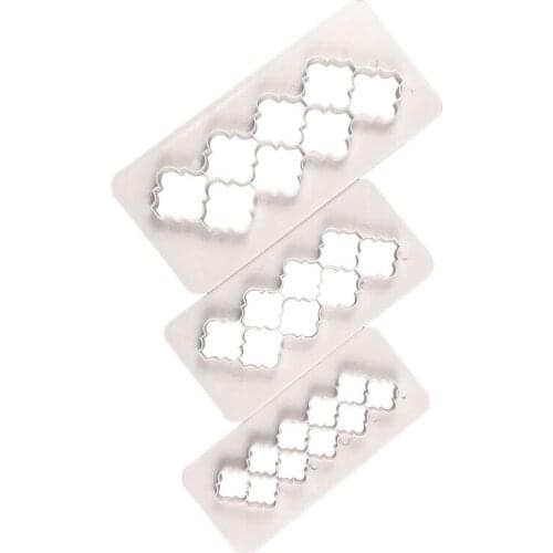 3Pcs Geometric Square Lace Wedding Party Handwriting Congratulations Embosser Chocolate Biscuit Cake Plastic Mold Baking Tools