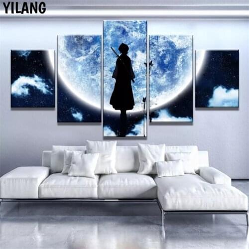 Canvas Wall Art 5 Piece Hd Print Comics Pictures Moon And Girl Anime Poster Modern Home Decor Bedroom Decoration Paintings