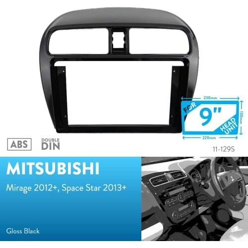 9 inch Car Fascia Radio Panel for MITSUBISHI Mirage 2012+ / Attrage, Space Star 2013+ Dash Kit Install Facia Bezel 9inch Plate