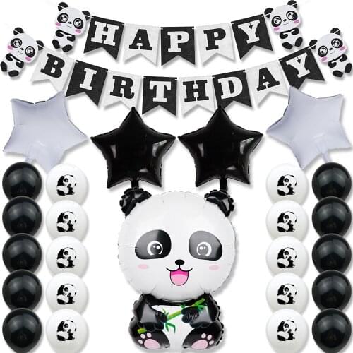 Amawill Cute Cartoon Panda Foil Balloon Banner Kids Adults Birthday Party Decoration Latex Helium Air Baloon Baby Shower Toys