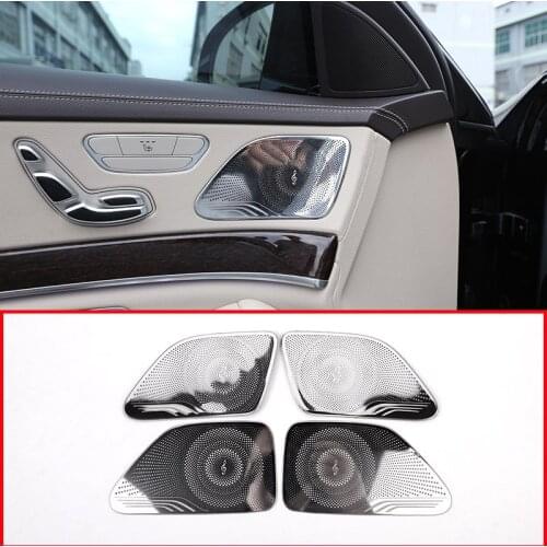 Stainless Steel Car Audio Door Loud Speaker Cover Trim For Mercedes benz W222 S Class S320 s350 2014-2018 Car-styling 4pcs/set