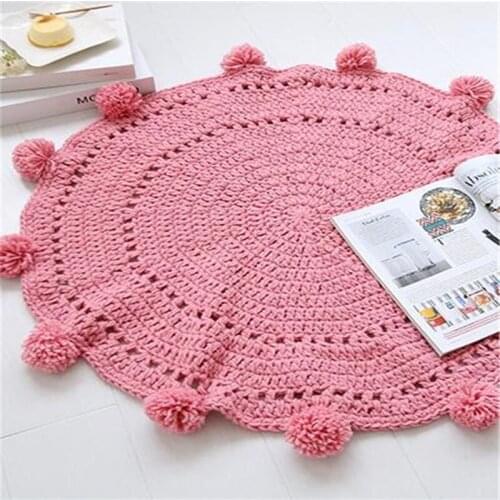 Free Shipping Round 80cm Knit Cartoon Kid Palying Ins Popular Mat fashion Rug Muti-Function Pad Sleeping Bag Door Living Blanket