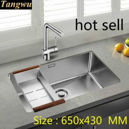 Free shipping Standard individuality kitchen manual sink single trough durable food grade 304 stainless steel hot sell 65x43 CM