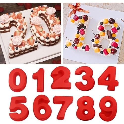 10 Pcs/Set 0-9 Large Digital Numbers Epoxy Resin Mold Cake Baking Decorating Silicone Mould DIY Crafts Jewelry Ornaments Casting