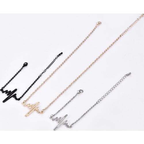 Stainless Steel Heartbeat Cardiogram Bracelets Women ECG shape Neclace and Bracelet sets Special Gifts for doctors