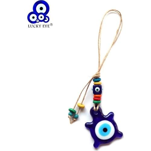 Lucky Eye Cuckold Blue Evil Eye Charm Keychain Rope Chain Key Holder Car Keyring Wall Hanging Jewelry for Women Men LE242