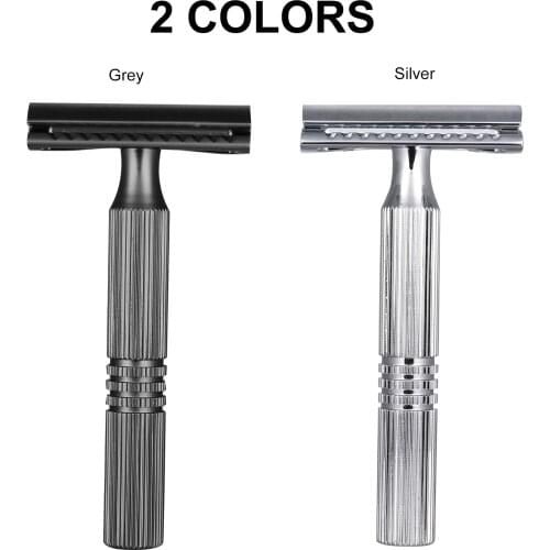Double Edge Shaving Razor Safety Beard Razor Portable Metal Manual Mustache Removal Shaving Tool Washable & Detachable