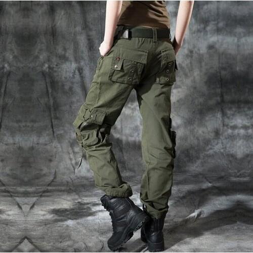 Army Green Multi-pocket Cargo Pants Fashion Joggers Women Bottoms High Waisted Plus Size Trousers Hip Hop Girl Sportswear