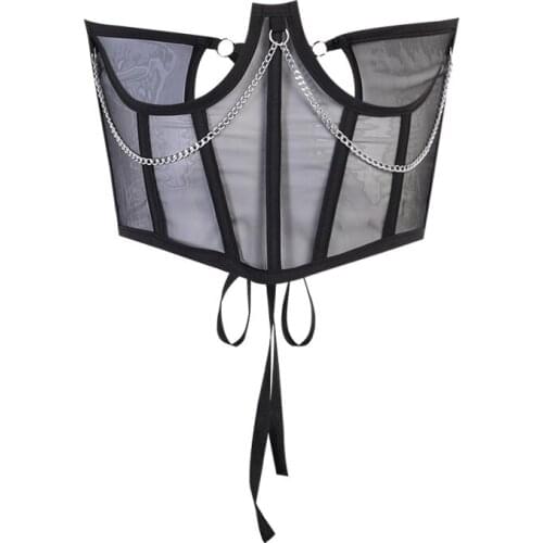 Lace Up Mesh Elegant Metal Chain Straps Belt for Women