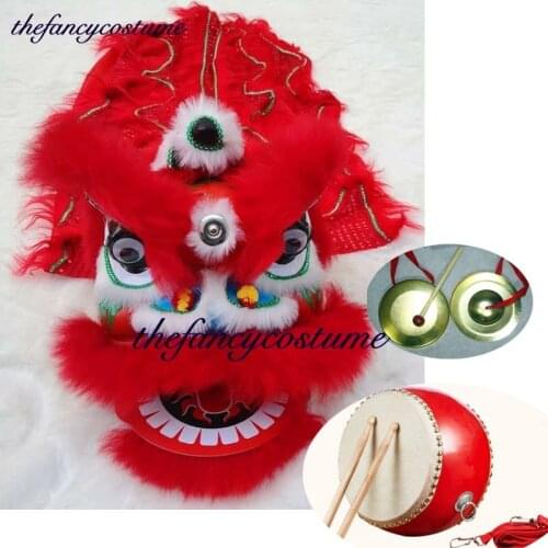 2021Classic Kid Lion Dance gong Drum Mascot Fancy Costume 2-5 age 10inch Cartoon Props Sub Play Parade Outfit Sport Traditional