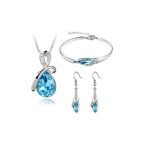 JS S105 Water Drop Necklace Set High Quality Aqua Blue Jewelry Sets Nickel Free Fashion Jewerly Sets