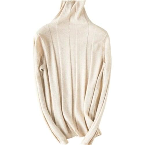 Korean style 100%cashmere turtleneck knit women fashion solid slim short pullover sweater S-2XL retail wholesale