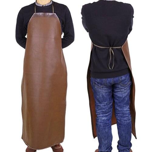 Unisex Leather Cooking Baking Aprons Equipment Protectio Waterproof Oil-Proof Kitchen Apron For Women Home Sleeveless Apron