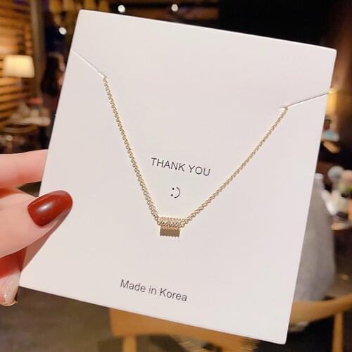 Cute Mini Pendant Necklace For Women Lovely Rhinestone Golden Color Titanium Steel Necklaces Party Jewelry