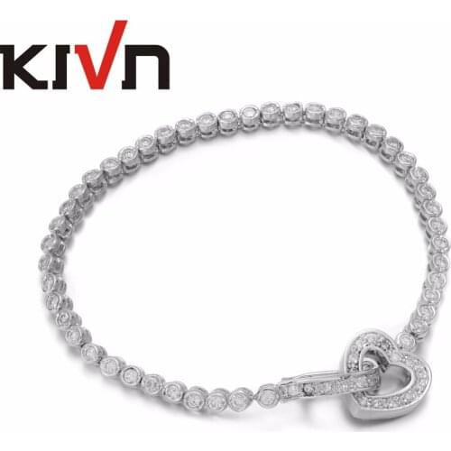KIVN Fashion Jewelry Classic Heart CZ Cubic Zirconia Bridal Wedding Bracelets for Women Girls Mothers Promotion Birthday Gifts