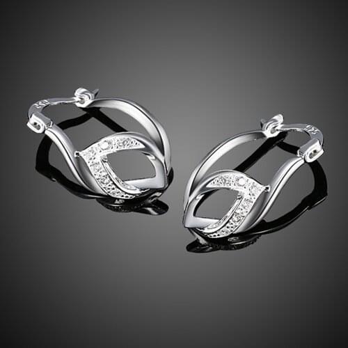 Fashion Women Luxury Jewelry White Zircon Hoop Earring for Wedding Engagmenet Earrings Gifts