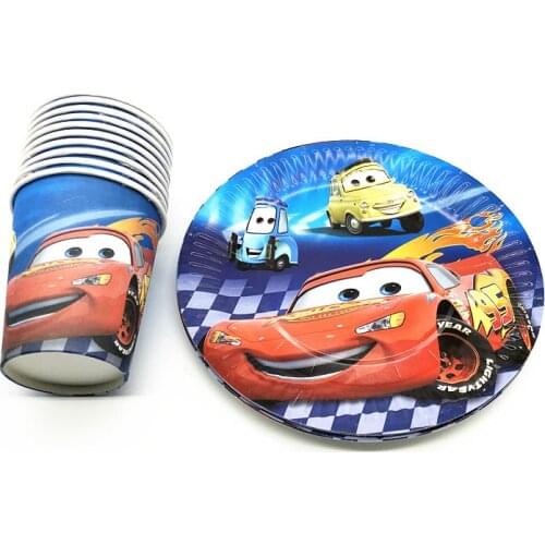 20Pcs Cartoon Disney Cars Theme Kids Birthday Party Disposable Tableware Sets Paper Cup Plate Girls Party Decoration Supplies