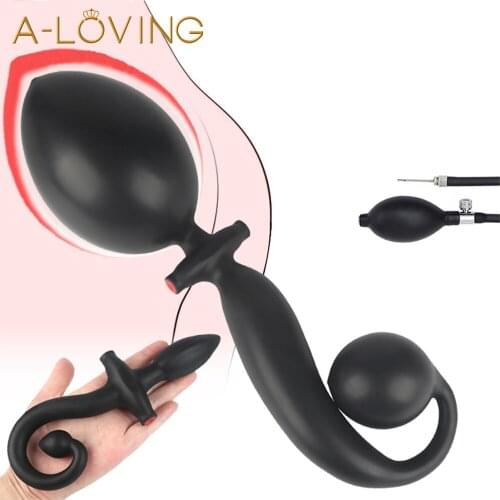 Inflatable Huge Butt Plug Super Long Anal Plug Anus or Vagina Expansion Prostate Massage Ass Dilator Anal Sex Toys For Men Women