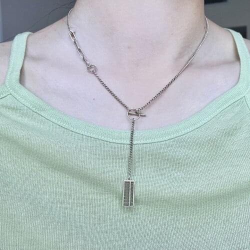 925 Sterling Silver Necklace Retro Long Thai Silver Abacus Necklace Simple Punk Style Womens Jewelry Sweater Chain