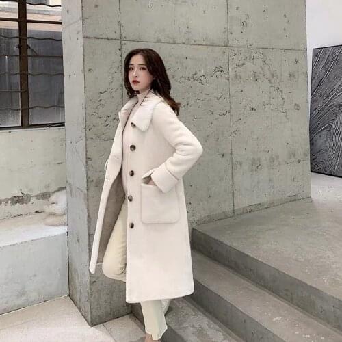 Teddy coat new women fashion thick lamb faux fur coat with pocket
