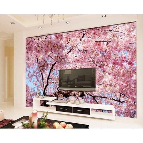 Custom photo wallpaper 3d Sakura TV background wallpaper murals living 3d wallpaper customized wallpaper for walls