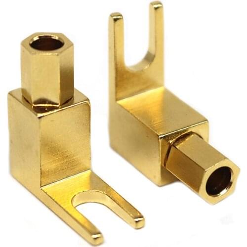 Yivosound Pure copper gold-plated audio duct machine Antique machine terminal Y fork to banana head speaker line conversion plug