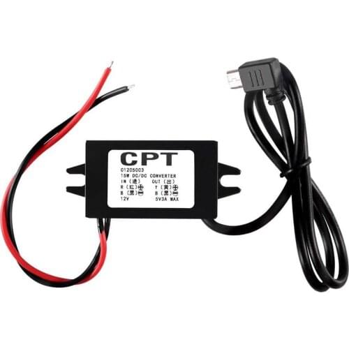 DC-DC 12V to 5V 3A Micro Dual USB Converter Voltage Step Down Regulator Waterproof Power Converters for Car Smartphone