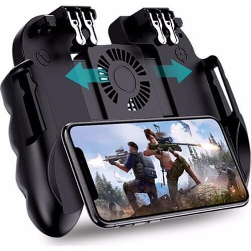 Pubg Game Controller Mobile Controller Gamepad with Cooling Fan H9 Six Finger Trigger Shooting Fire Joystick For iPhone Android