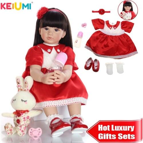 KEIUMI 24 Inch Silicone Vinyl Reborn Menina Boneca Realistic Princess Baby Dolls Reborn Ethnic Toddler For kids Childrens Gifts