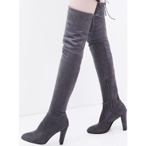SLYXSH Arrive Superstar Over Knee Boots Winter Boots Woman Shoes Autumn Zip Thick Heel 8 cm Thigh High Boot Female size 35 43