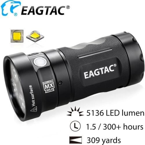 EAGTAC MX30L4XC Base 12 LED Flashlight 5136 Lumens CREE XPG2 Nichia 219C CRI92 4*18650 8*CR123A Battery Photographer