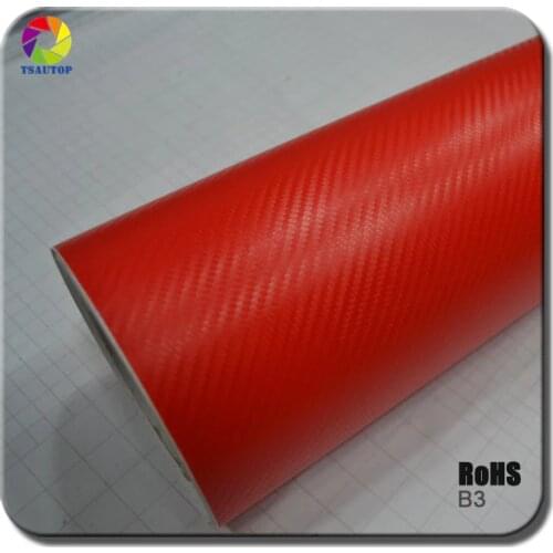 TSAUTOP Size 1.52x 30m high quality 3d carbon film car vinyl wrap red color B3