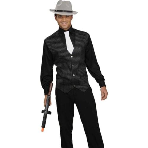 Mens Gangster Vest Costume V Neck Sleeveless Waistcoat Men New Vertical Striped Suit Vest Slim Fit Wedding Business