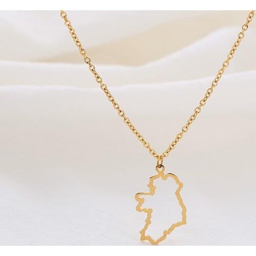 5 Outline Western Europe World Ireland map pendant necklace hollow State geography Country city island Hometown Necklace Jewelry