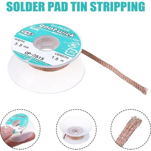 1pc Pure Copper CP-3515 Desoldering Absorbing Braid Solder Remover Wick Wire 1.5m Length 3.5mm Width Tin Roll