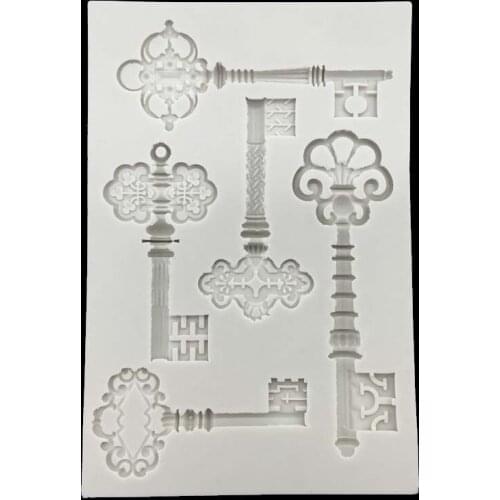 Wholesale 10 Pcs/lot Keys Shapes 100% Platinum Silicone Sugarcraft Mold Set, Fondant Cake Decorating Tools