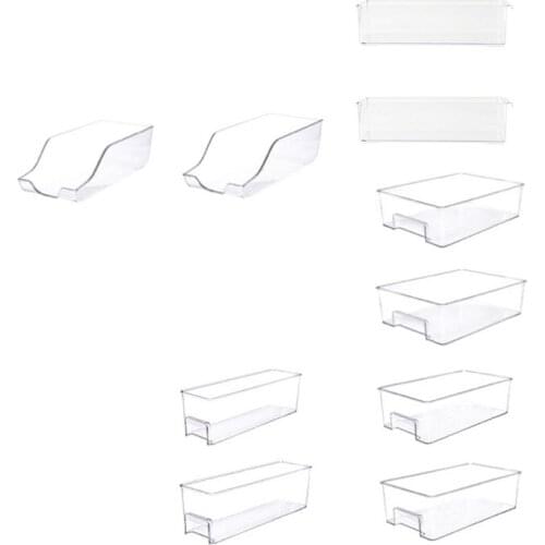 2PCS Refrigerator Storage Box Drink Stand Refrigerator Freezer Kitchen Cabinet Transparent Plastic Food Storage Room