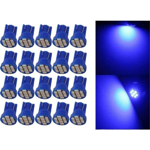 20Pcs Blue 12V T10 W5W 194 192 168 2825 Wedge 8SMD 1206 LED Car Replacement Bulbs Car Interior Reading Map Dome Light