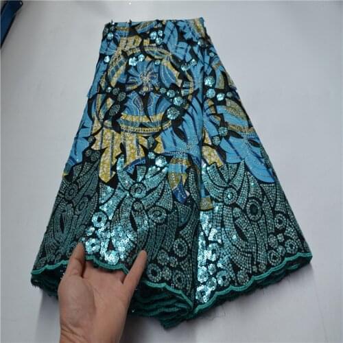 African Lace Fabric High Quality Embroidery Wax Lace Fabric With sequins Nigerian Cord Lace Fabric For Wedding Dress DFN875