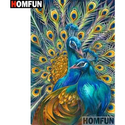 HOMFUN Full Square/Round Drill 5D DIY Diamond Painting "peacock" Embroidery Cross Stitch 5D Home Decor Gift A08844
