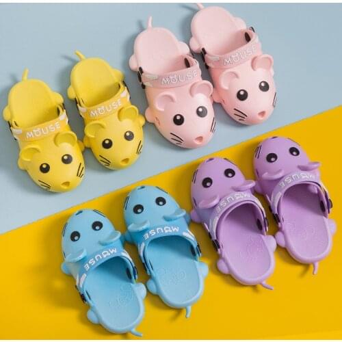Summer Cartoon Childrens Baotou Sandals Boys and Girls Adult Home Indoor Non-slip Soft Bottom Parent-child Slippers LZD